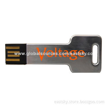 Customized Key USB Flash Drive, Free for 1 to 2 Color Silkscreen Printing and Laser Engraving